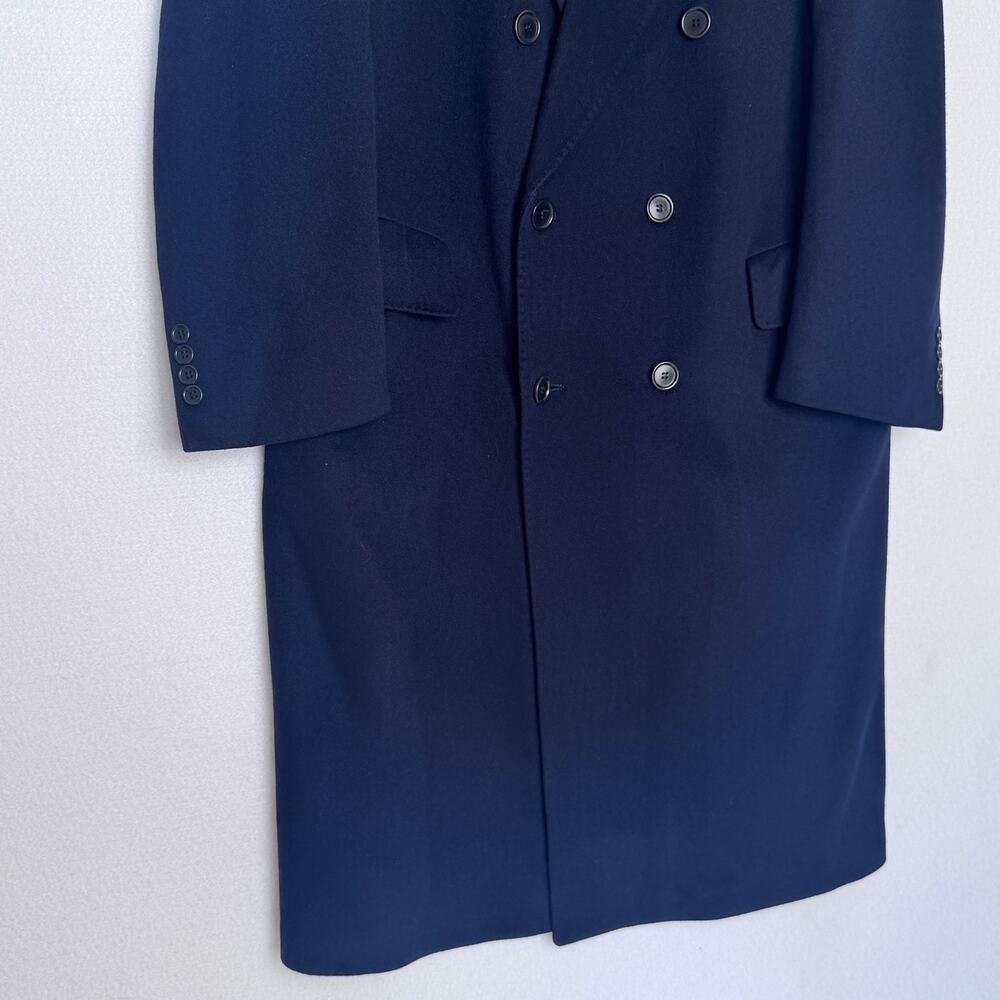 Vintage 90s Edward Pelger Navy Wool Double Breasted Overcoat XL - Picture 9 of 16